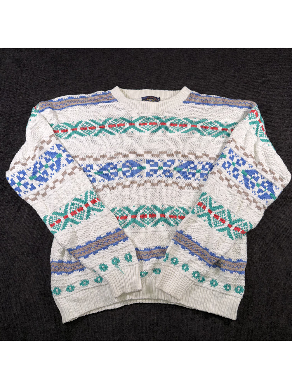 Lake Harmony Rowing Club Vintage Patterned Knit Sweater Size Large